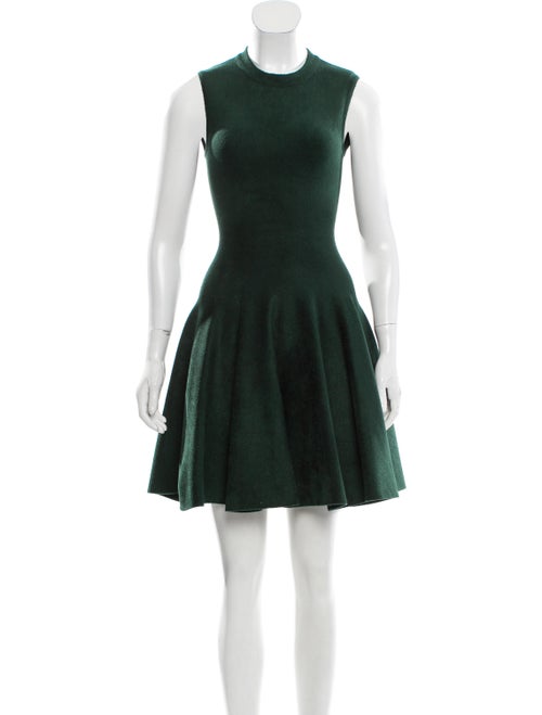 Alaïa Fit and Flare Velvet Dress green