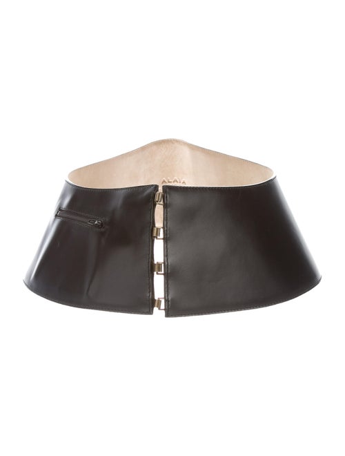 Alaïa Leather Wide Waist Belt Black