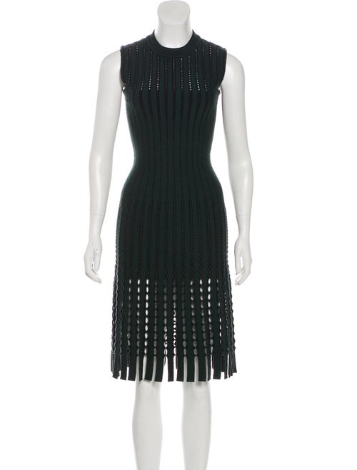 Alaïa Fringed Wool Dress green