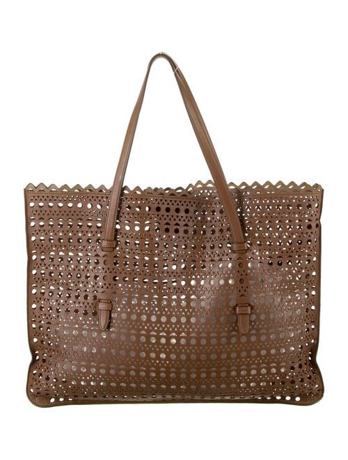 Alaïa Laser-Cut Leather Tote Bag Brown