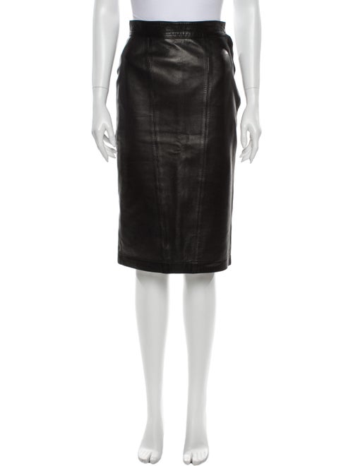 Alaïa Leather Knee-Length Skirt Black