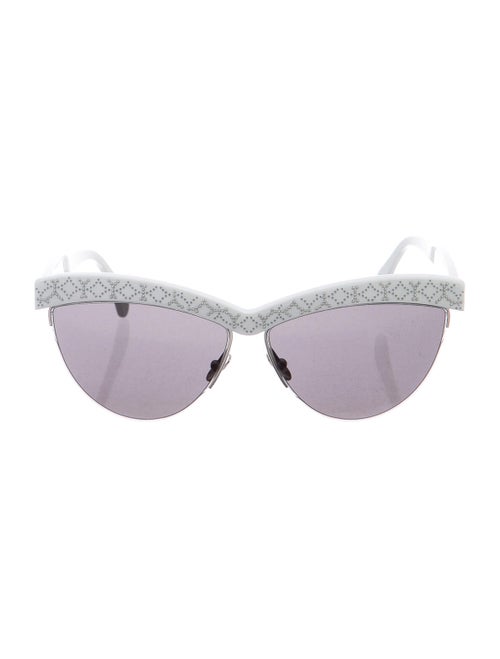 Alaïa Embellished Aviator Sunglasses White