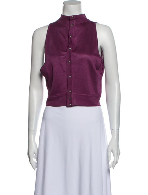 Alaïa Vintage Mock Neck Crop Top Purple