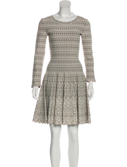 Alaïa Fit & Flared Long Sleeve Dress Beige