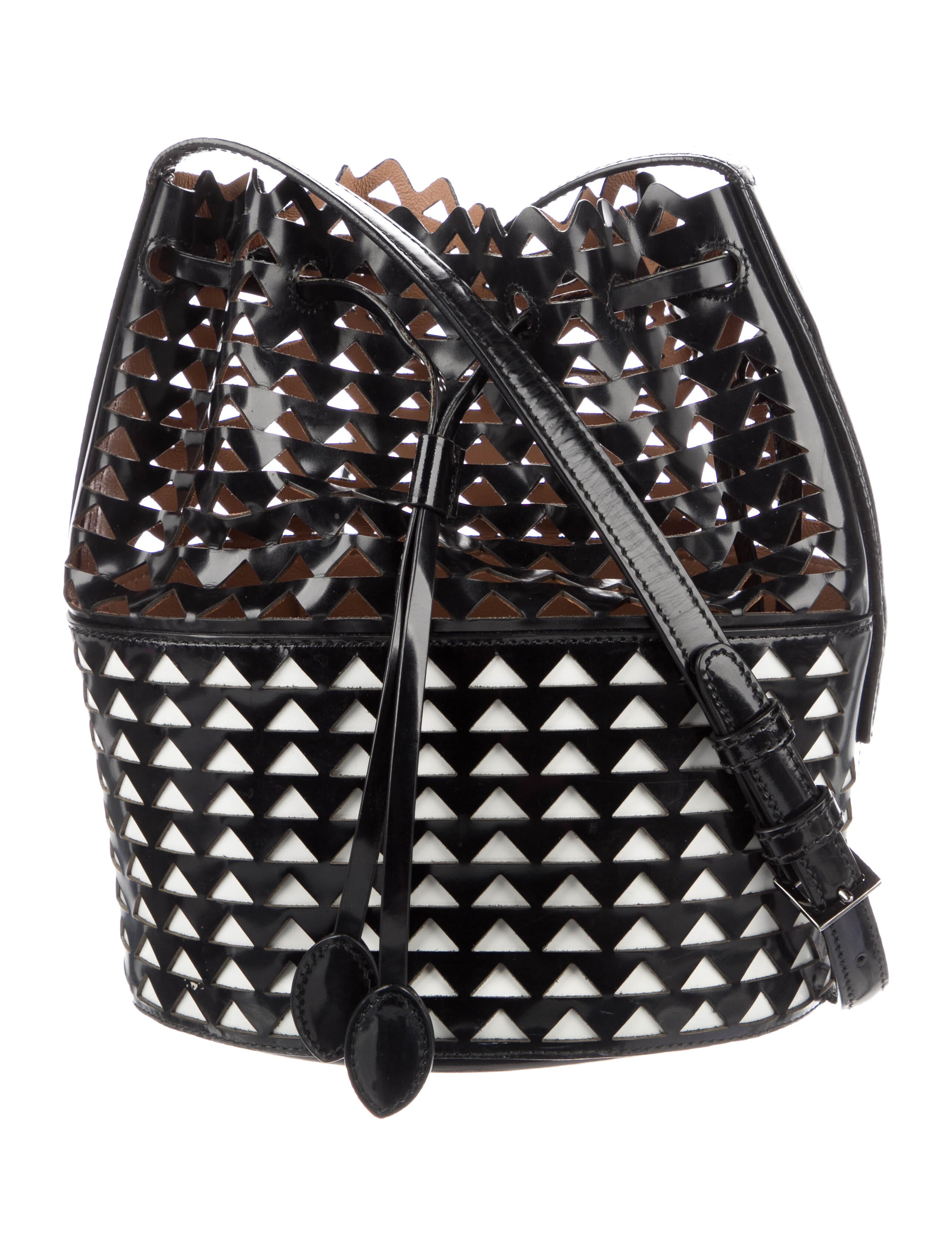 Alaïa Laser Cut Bucket Bag Black Bucket Bags, Handbags AL241400