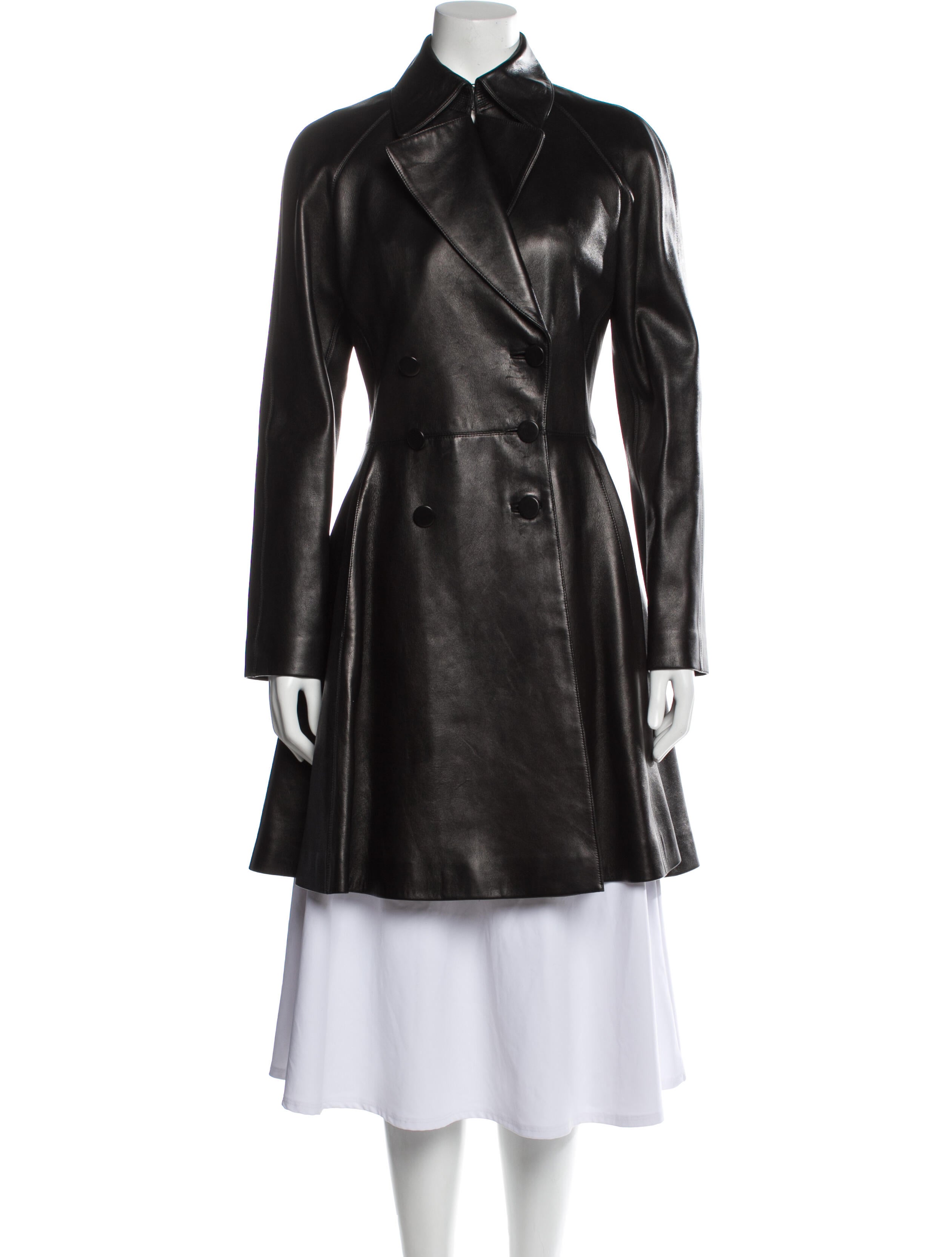 Alaia Lamb Leather Trench Coat Black Coats Clothing AL276554 The RealReal