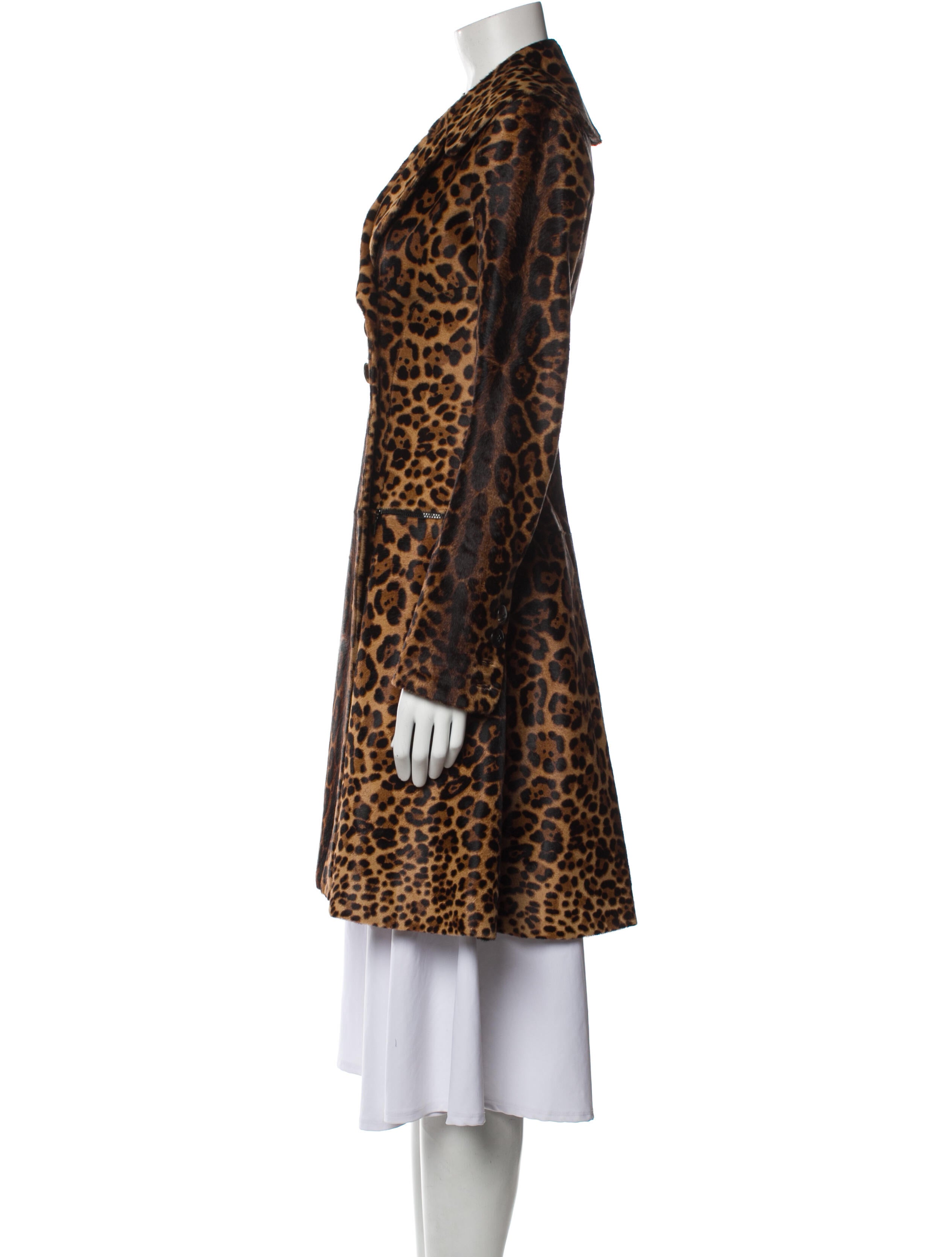 Alaïa Calf Leather Animal Print Faux Fur Coat