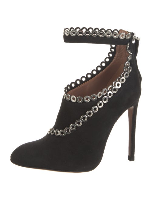 Alaïa Suede Animal Print Lace-Up Boots