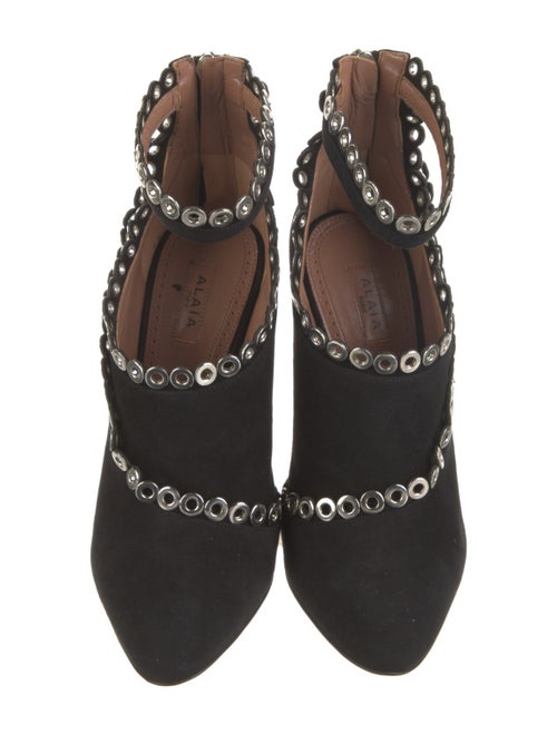 Alaïa Suede Animal Print Lace-Up Boots