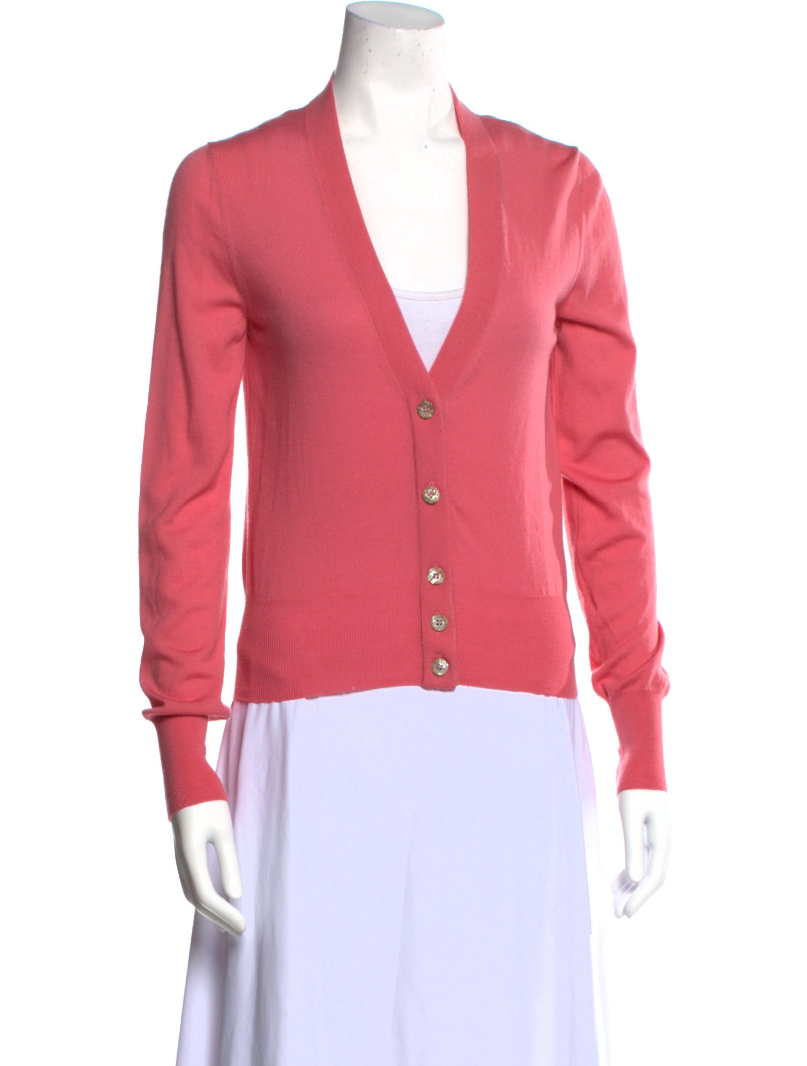 Alaïa Virgin Wool VNeck Sweater Pink Knitwear, Clothing AL283490