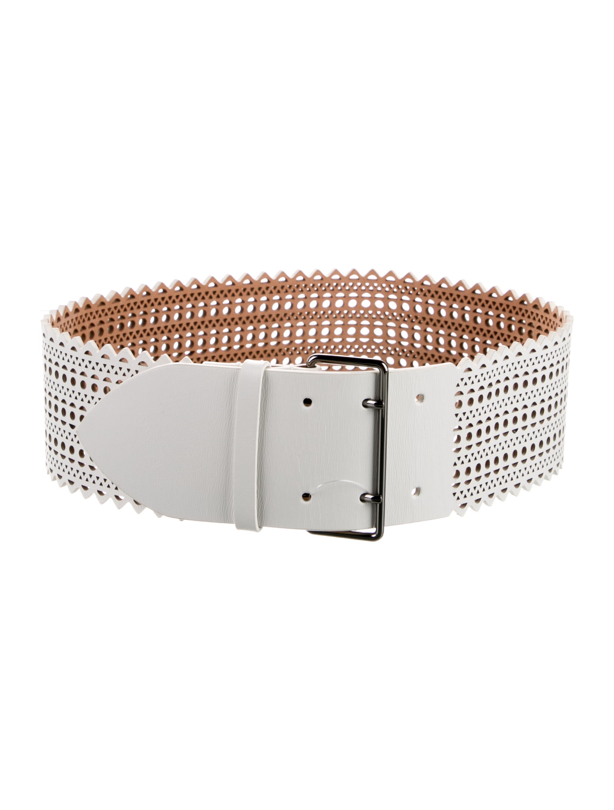 Alaïa Wide Leather Waist Belt White Belts, Accessories AL284216
