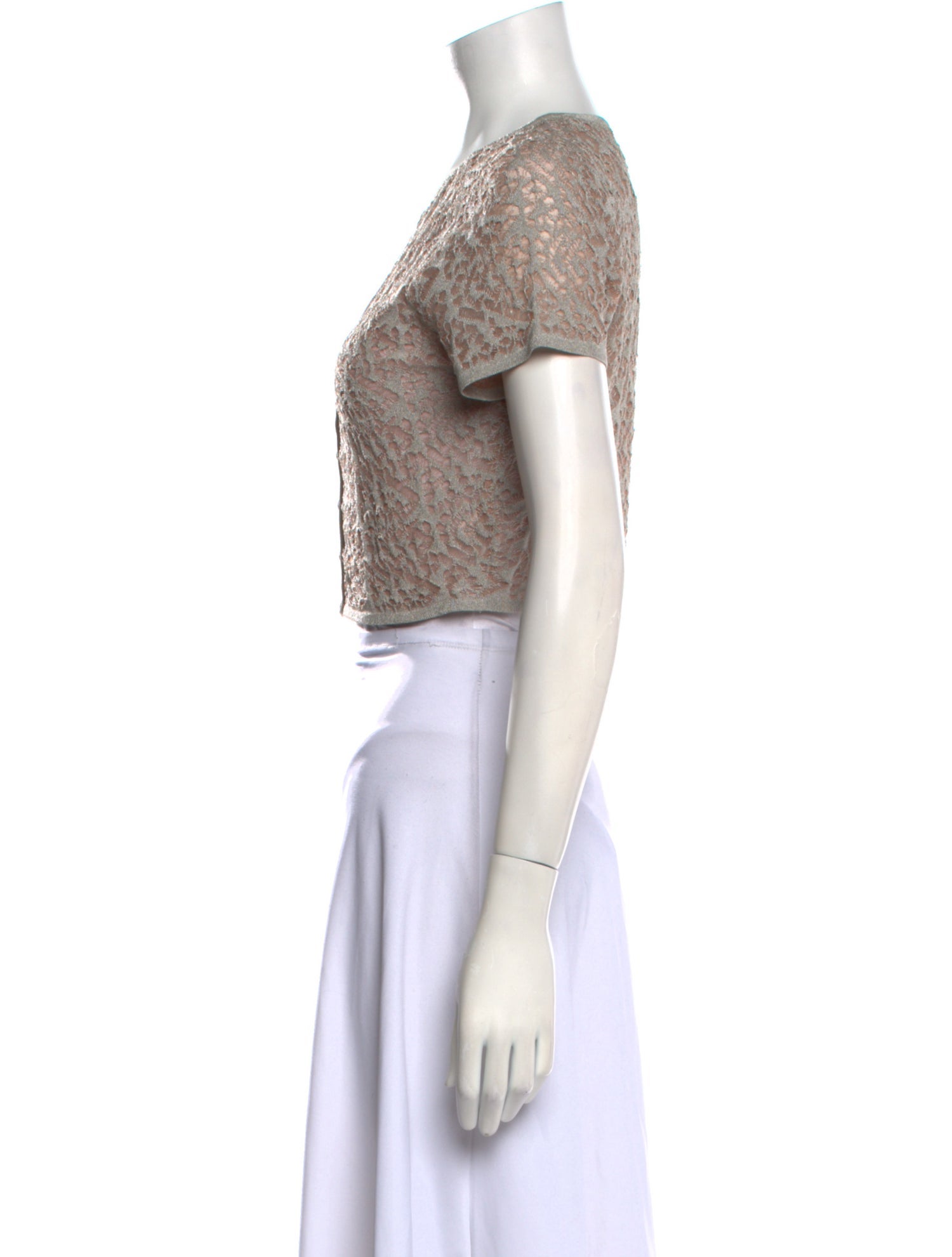 Alaïa Lace Pattern Crew Neck Crop Top