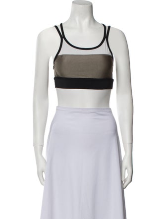 Alaïa Colorblock Pattern Scoop Neck Crop Top