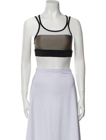 Alaïa Tops Colorblock Pattern Scoop Neck Crop Top S