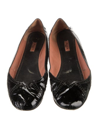 Alaïa Patent Leather Lasercut Accents Ballet Flats