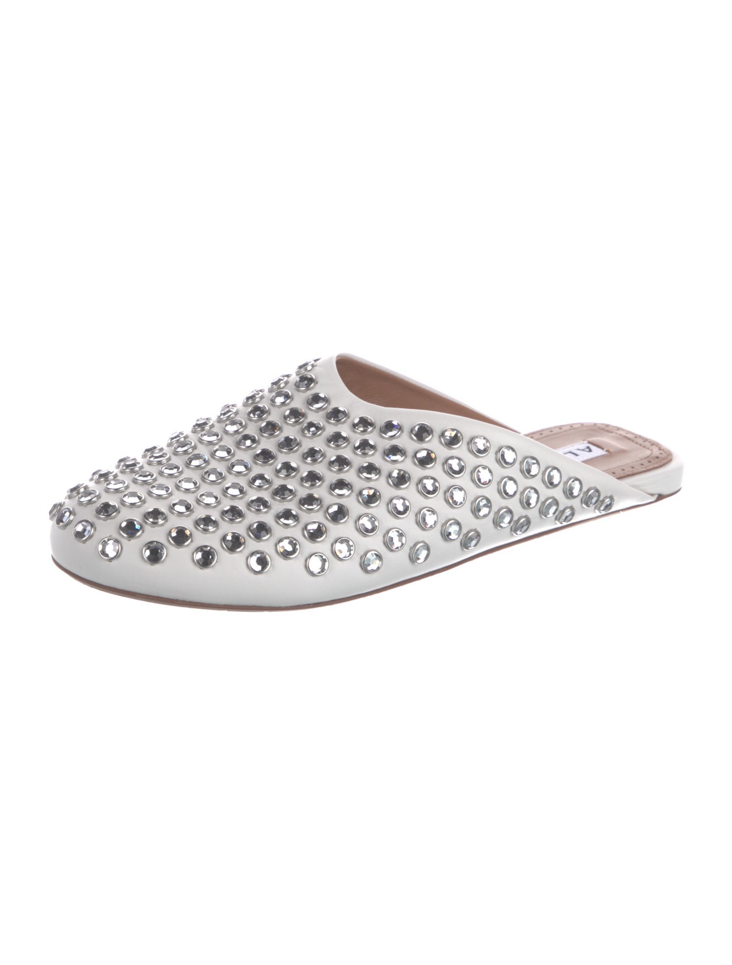 Alaïa Leather Crystal Embellishments Mules