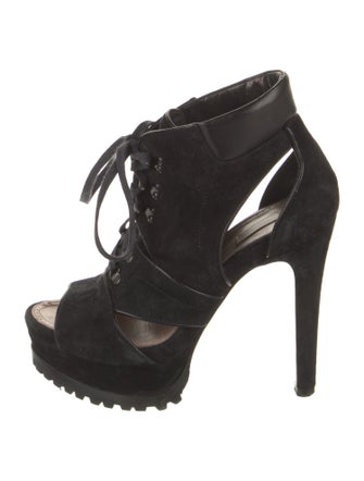 Alaïa Suede Cutout Accent Lace-Up Boots