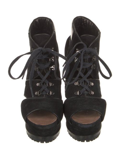 Alaïa Suede Cutout Accent Lace-Up Boots