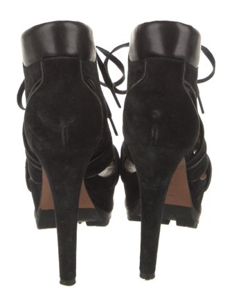 Alaïa Suede Cutout Accent Lace-Up Boots