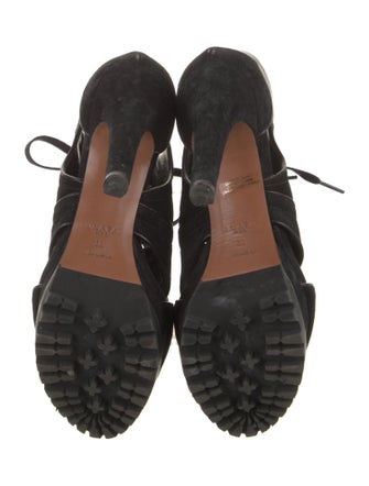 Alaïa Suede Cutout Accent Lace-Up Boots