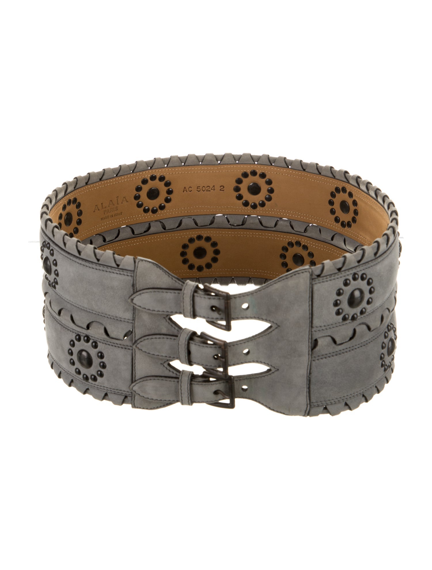Alaïa Wide Suede Waist Belt - Grey Belts, Accessories