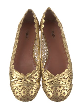 Alaïa Leather Lasercut Accents Ballet Flats