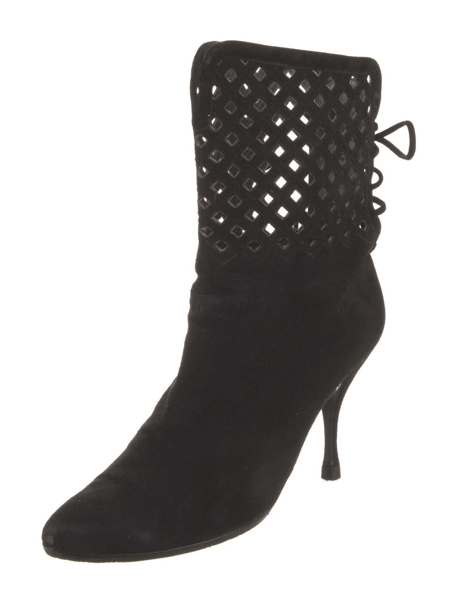 Alaïa Suede Lasercut Accents Lace-Up Boots