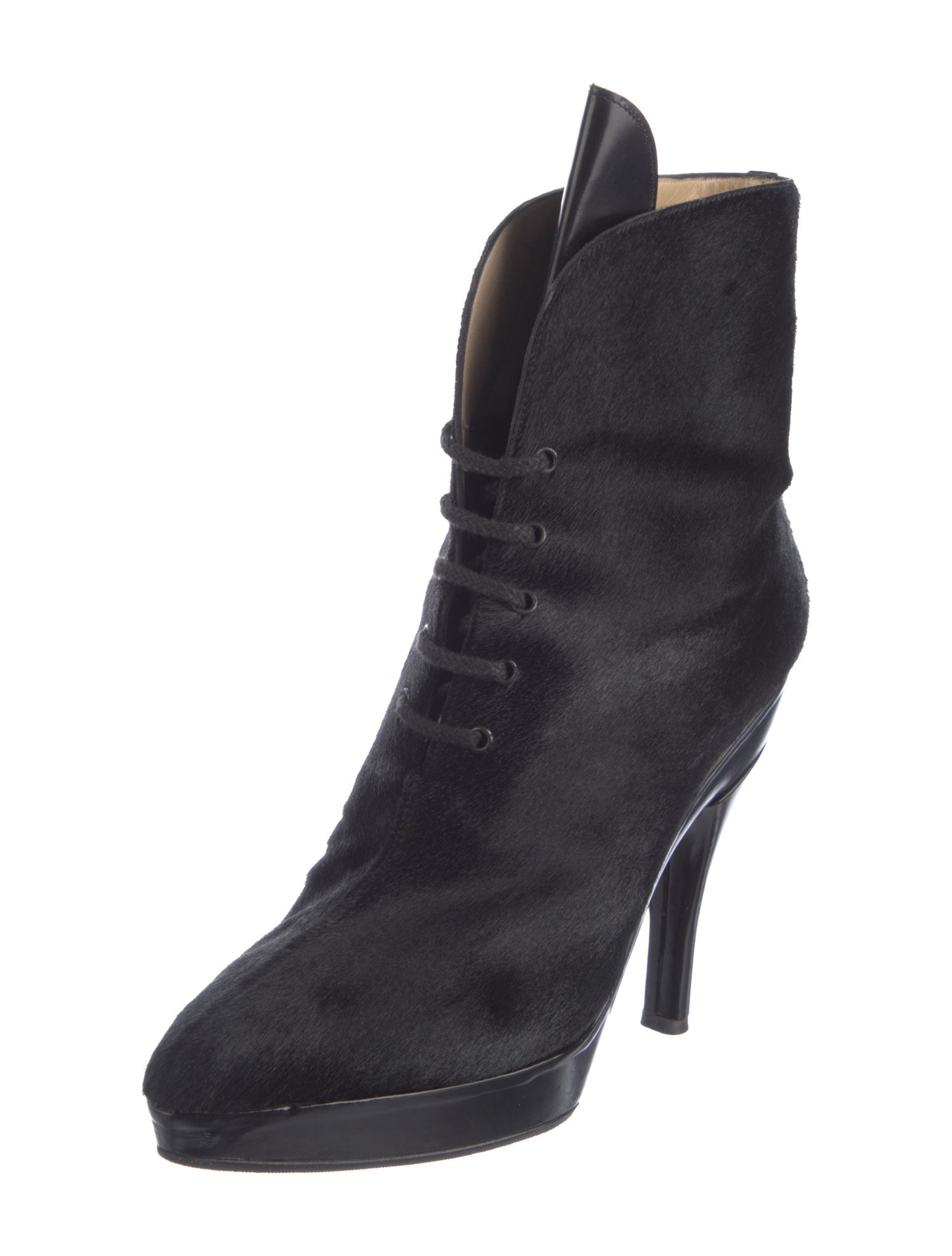 Alaïa Vintage Ponyhair Lace-Up Boots