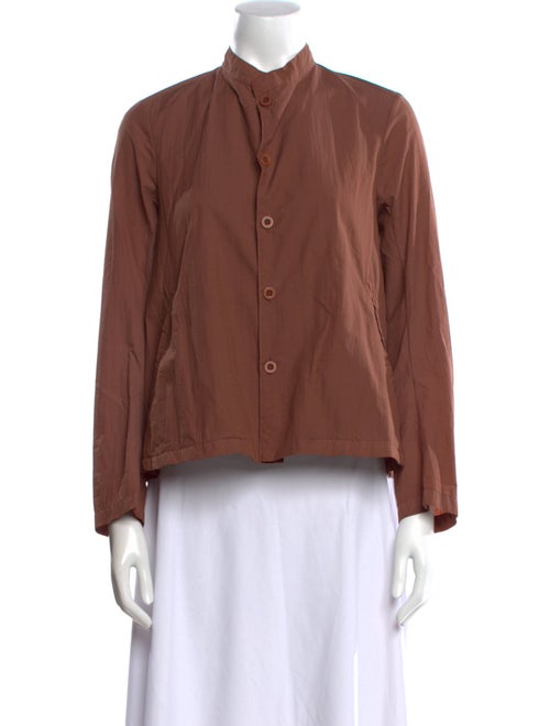 LABO.ART Mock Neck Long Sleeve Button-Up Top