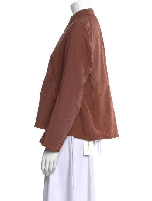 LABO.ART Mock Neck Long Sleeve Button-Up Top