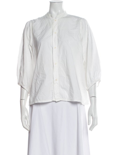LABO.ART Mock Neck Three-Quarter Sleeve Button-Up Top