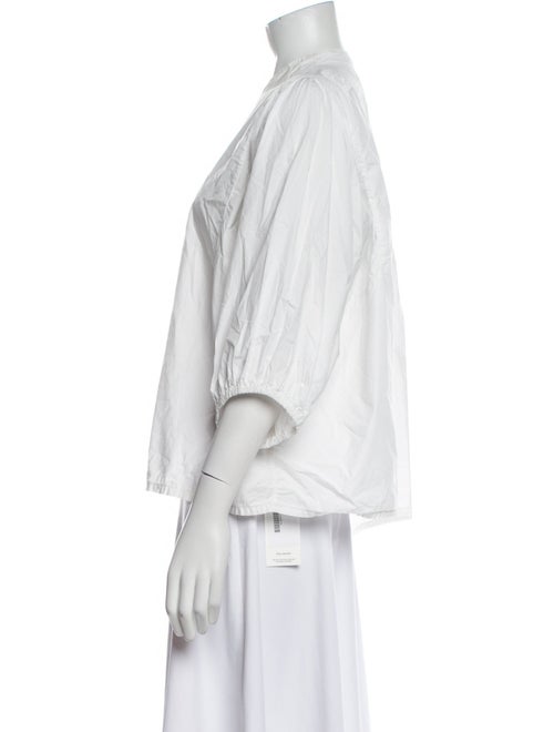 LABO.ART Mock Neck Three-Quarter Sleeve Button-Up Top