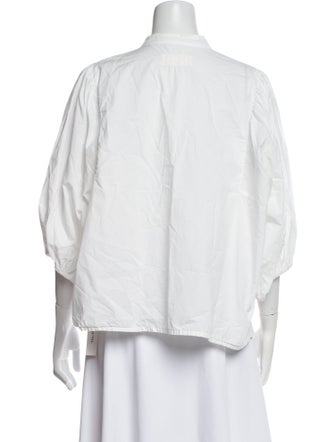 LABO.ART Mock Neck Three-Quarter Sleeve Button-Up Top