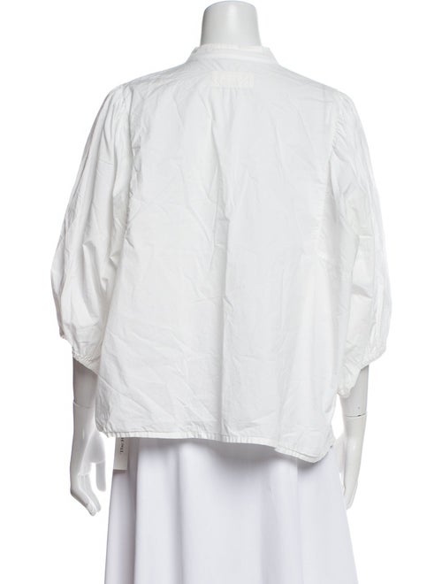 LABO.ART Mock Neck Three-Quarter Sleeve Button-Up Top