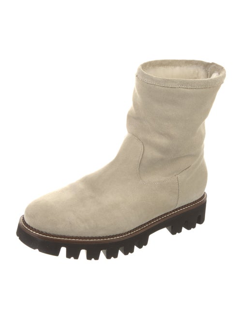 Alan Bilzerian Suede Fur Trim Moto Boots