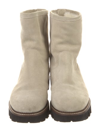 Alan Bilzerian Suede Fur Trim Moto Boots