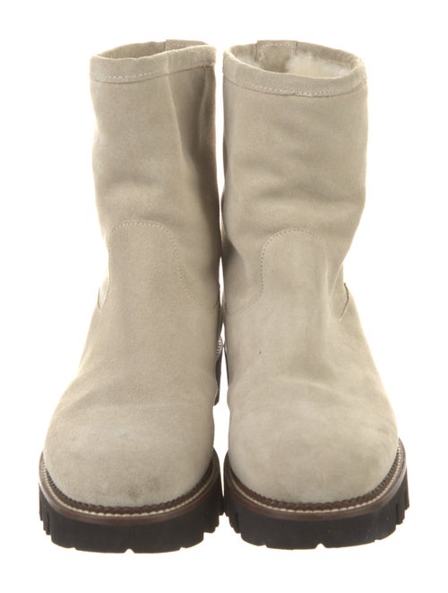 Alan Bilzerian Suede Fur Trim Moto Boots