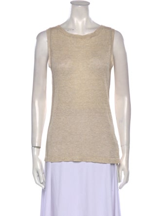 Alan Bilzerian Linen Scoop Neck Top