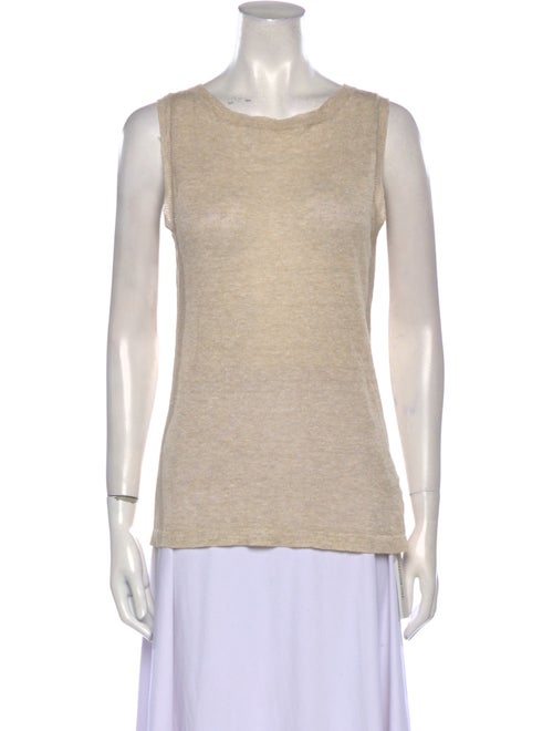 Alan Bilzerian Linen Scoop Neck Top
