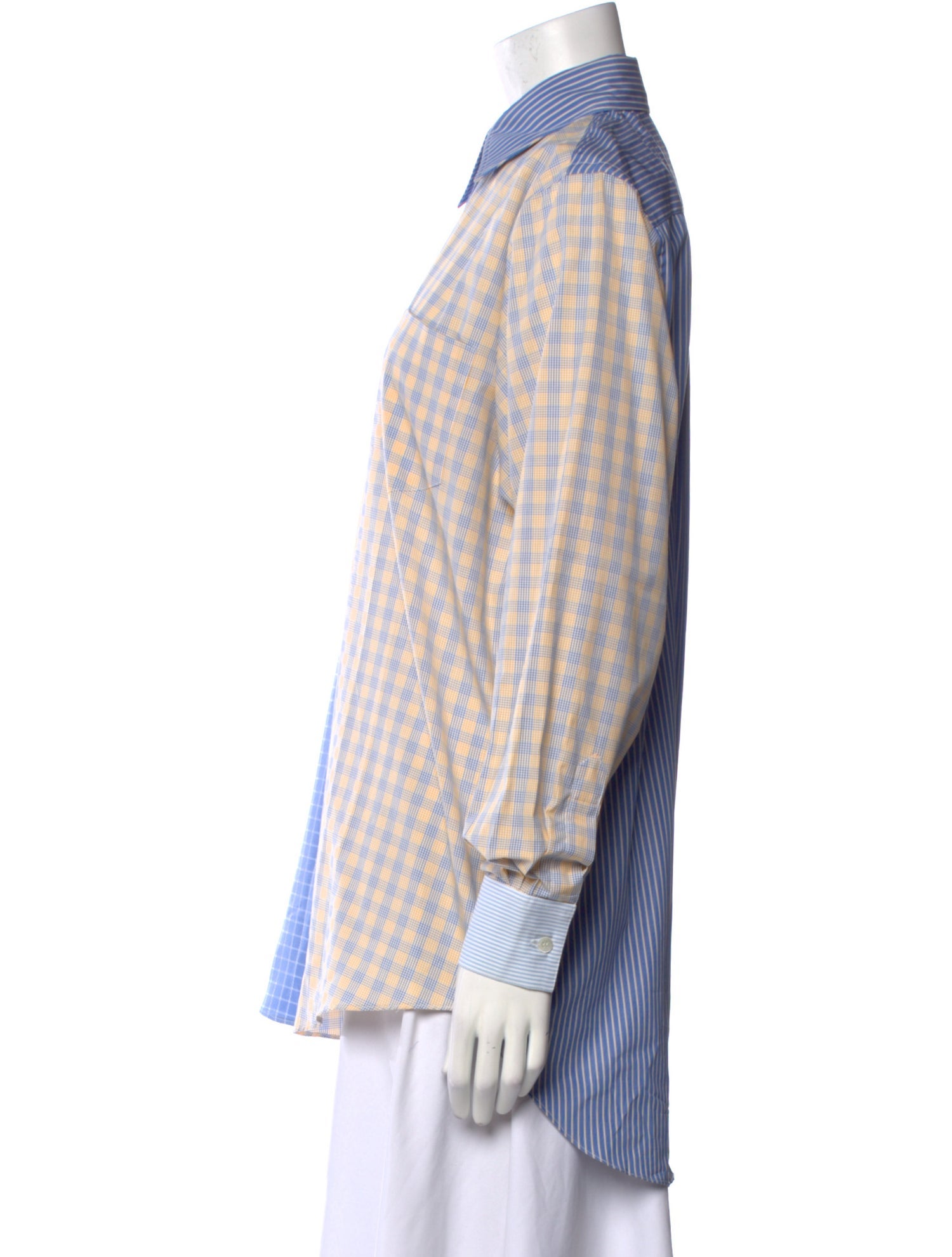 Alan Bilzerian Plaid Print Long Sleeve Button-Up Top