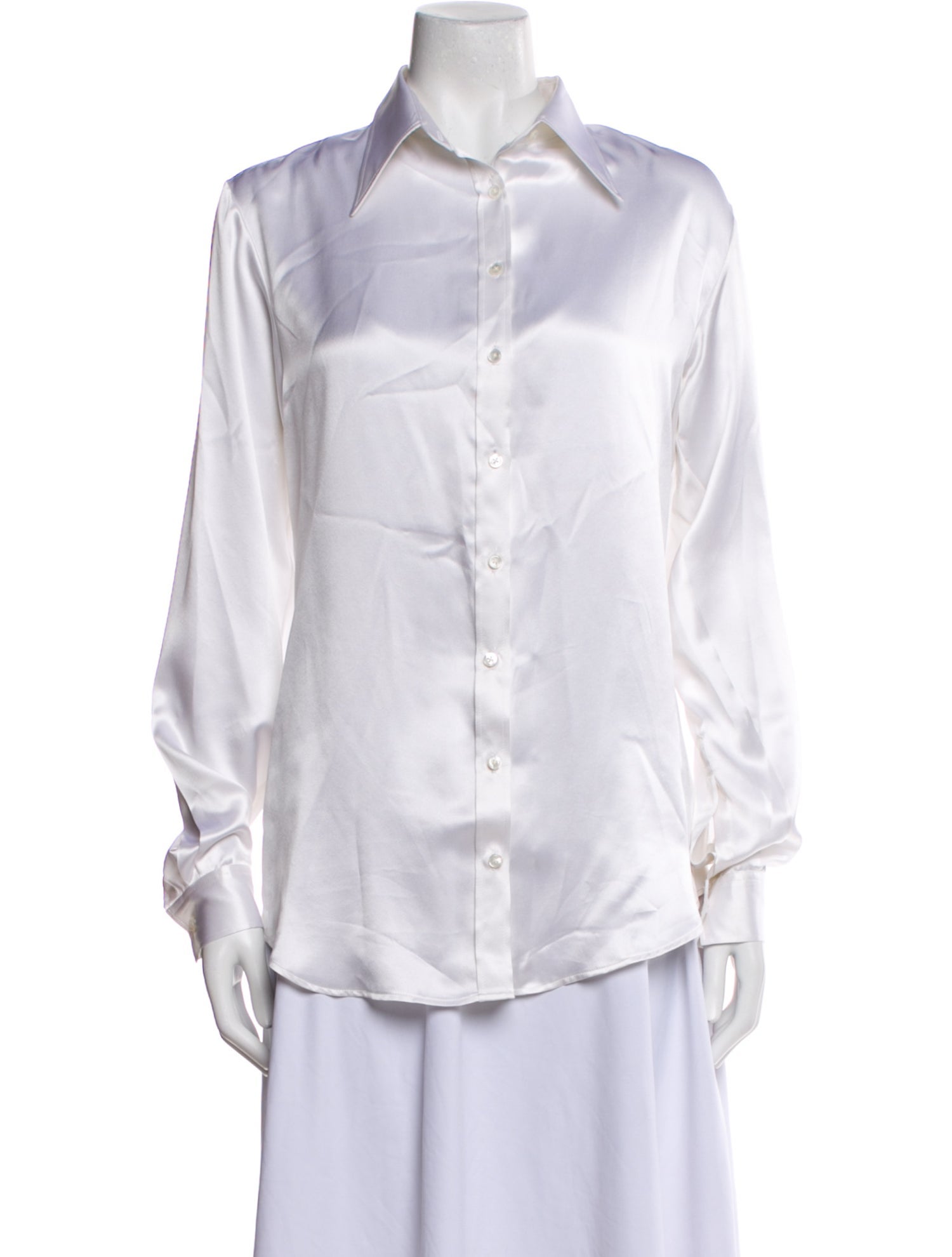 Alan Bilzerian Silk Long Sleeve Button-Up Top