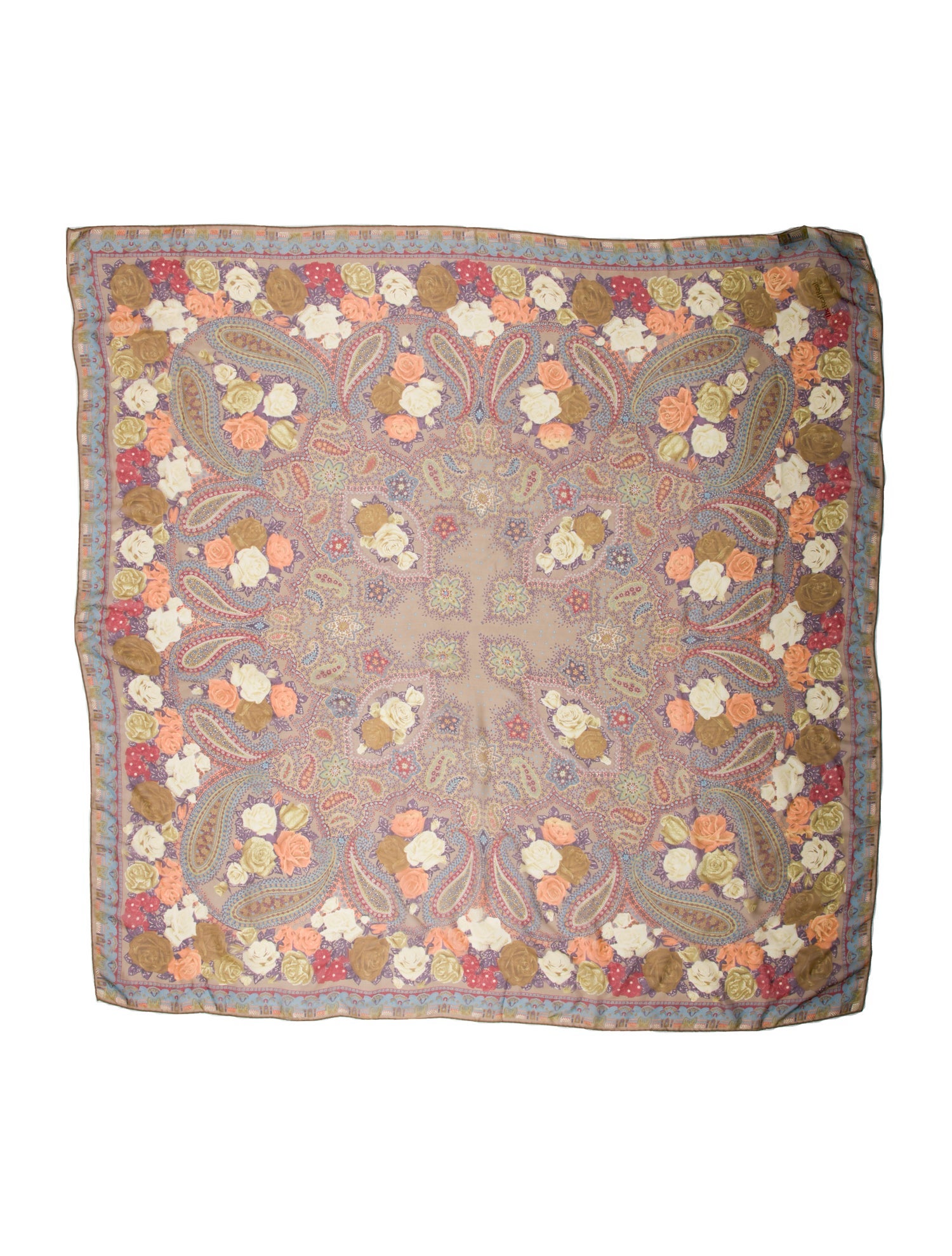 Alan Bilzerian Silk Floral Print Scarf