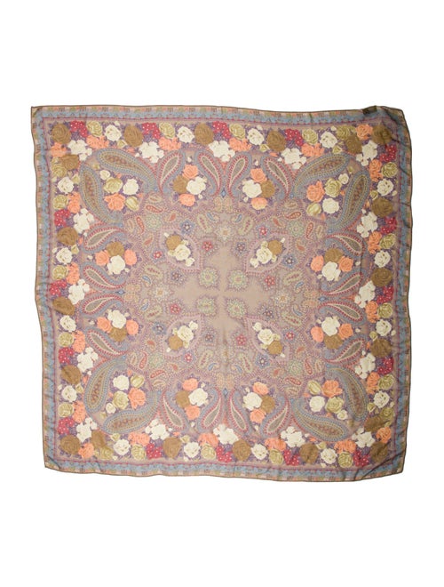 Alan Bilzerian Silk Floral Print Scarf