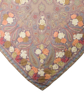 Alan Bilzerian Silk Floral Print Scarf