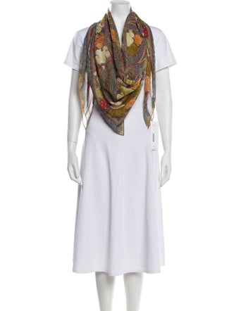 Alan Bilzerian Silk Floral Print Scarf