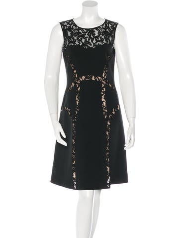 Alberta Ferretti Lace-Trimmed Knee-Length Dress w/ Tags