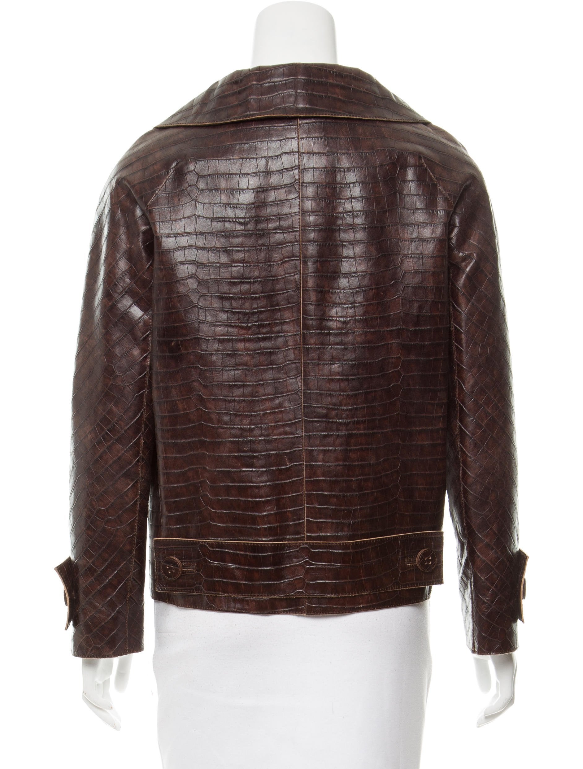Alberta Ferretti Embossed Leather Jacket Clothing ALB25508 The