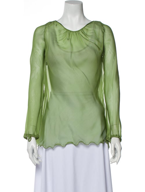 Alberta Ferretti Scoop Neck Long Sleeve Blouse Gre