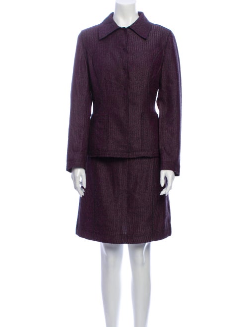 Alberta Ferretti Wool Tweed Pattern Skirt Suit Woo