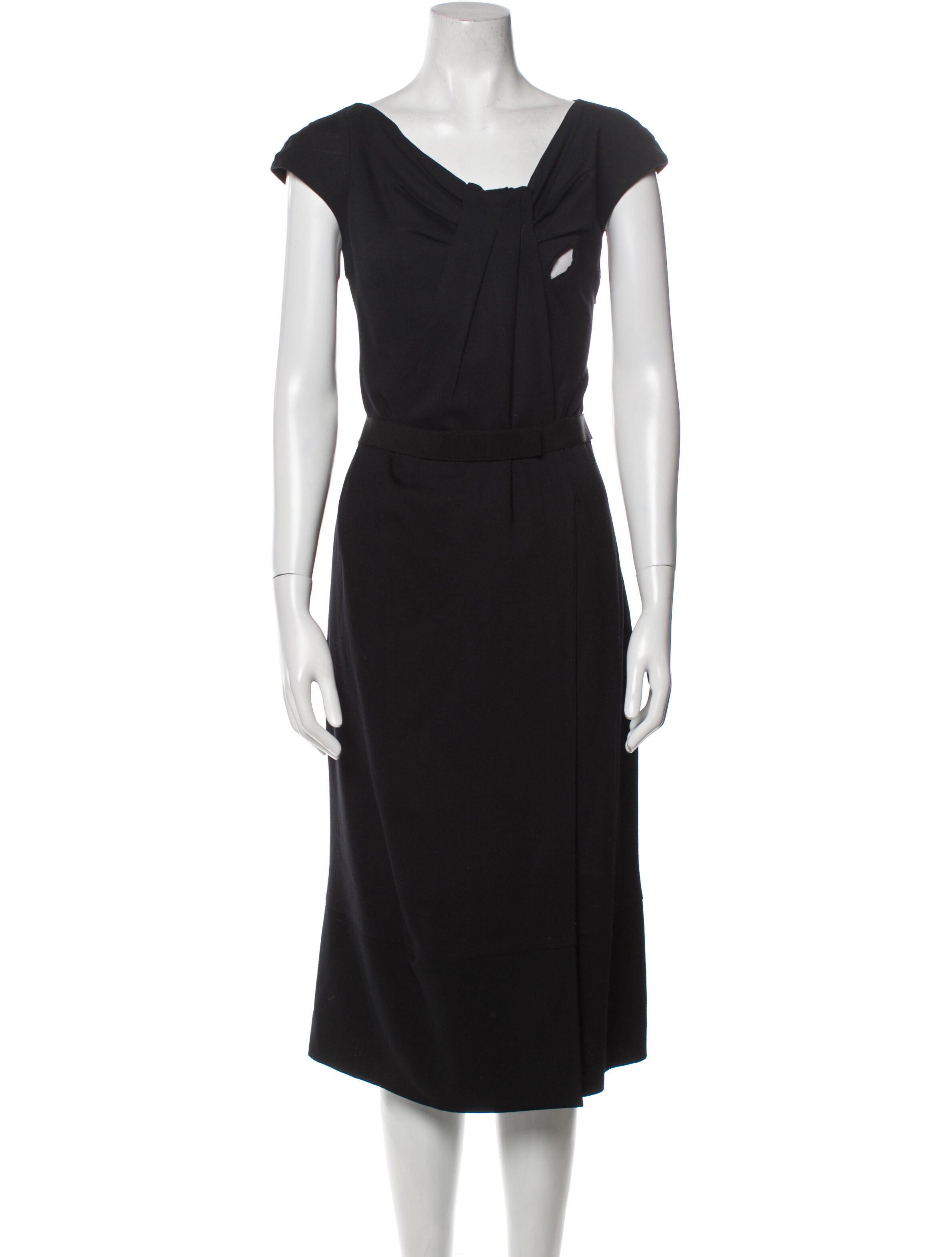 Alberta Ferretti Cowl Neck Midi Length Dress